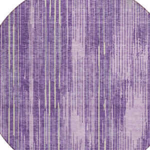 Homeroots 3' Artichoke Green And Ivory Striped Washable Area Rug For Indoor Or Outdoor Spaces, Durable Design 8' Round Polyester 593086