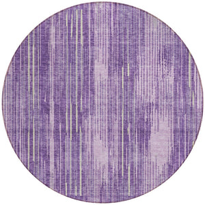 Homeroots 3' Artichoke Green And Ivory Striped Washable Area Rug For Indoor Or Outdoor Spaces, Durable Design 8' Round Polyester 593086