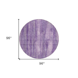 Homeroots 3' Artichoke Green And Ivory Striped Washable Area Rug For Indoor Or Outdoor Spaces, Durable Design 8' Round Polyester 593086