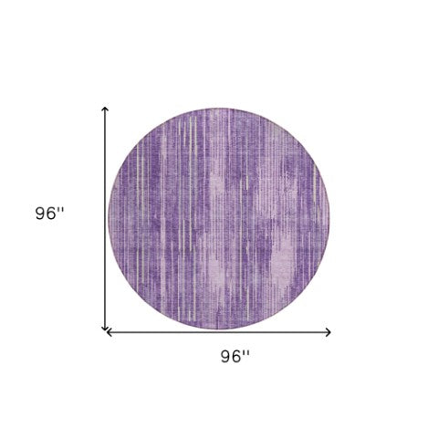 Homeroots 3' Artichoke Green And Ivory Striped Washable Area Rug For Indoor Or Outdoor Spaces, Durable Design 8' Round Polyester 593086