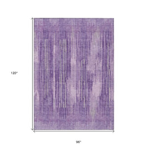 Homeroots 3' Artichoke Green And Ivory Striped Washable Area Rug For Indoor Or Outdoor Spaces, Durable Design 8' X 10' Polyester 593087