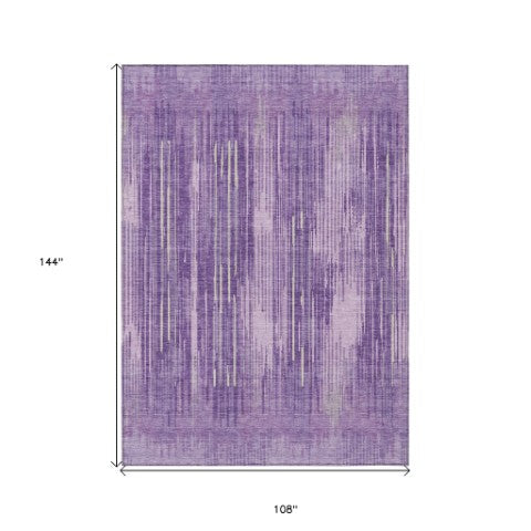 Homeroots 3' Artichoke Green And Ivory Striped Washable Area Rug For Indoor Or Outdoor Spaces, Durable Design 9' X 12' Polyester 593088