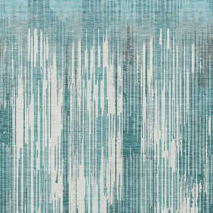 Homeroots 3' Artichoke Green And Ivory Striped Washable Area Rug For Indoor Or Outdoor Spaces, Durable Design 3' X 5' Polyester 593090