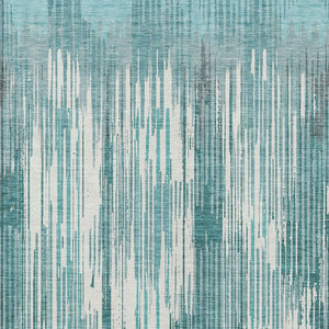 Homeroots 3' Artichoke Green And Ivory Striped Washable Area Rug For Indoor Or Outdoor Spaces, Durable Design 9' X 12' Polyester 593094