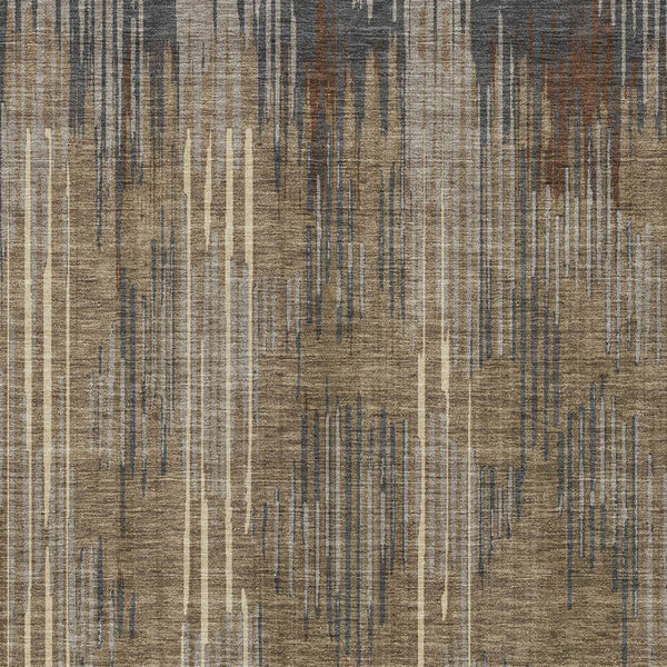 Homeroots 3' Artichoke Green And Ivory Striped Washable Area Rug For Indoor Or Outdoor Spaces, Durable Design 5' X 8' Polyester 593097