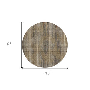 Homeroots 3' Artichoke Green And Ivory Striped Washable Area Rug For Indoor Or Outdoor Spaces, Durable Design 8' Round Polyester 593098