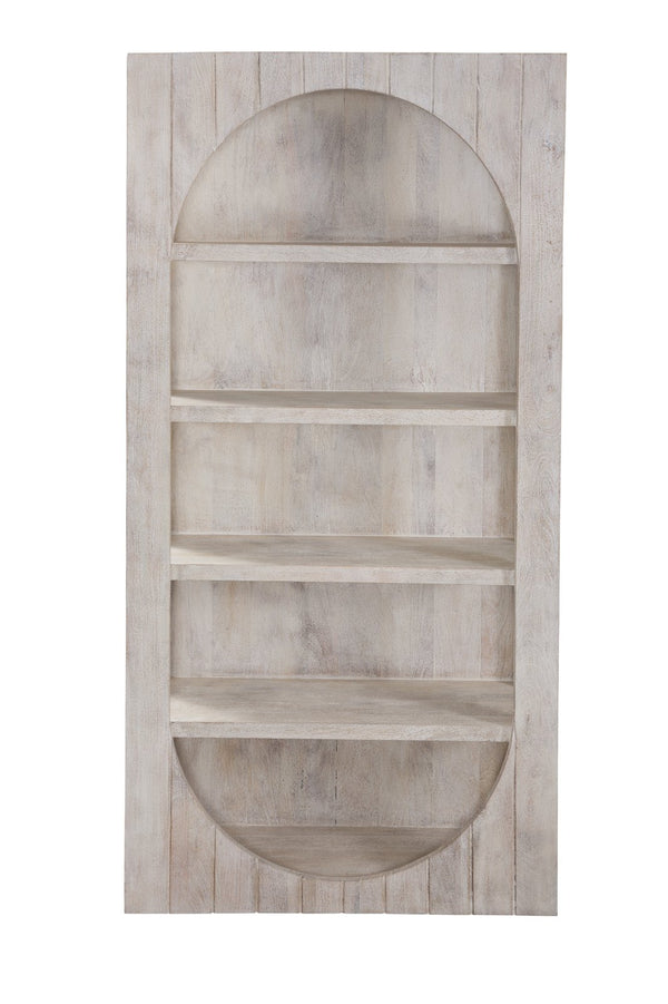 Basset Mirror Bali Etagere Bookcase - Coastal Modern Farmhouse Style, Solid Mango Wood, Elegant White-wash Finish White Mango Wood,Resin 5931-lr-572