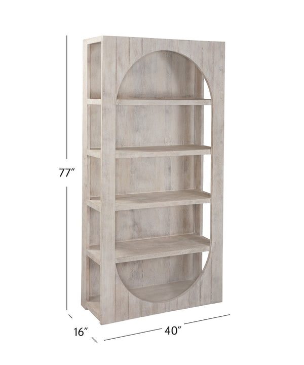 Basset Mirror Bali Etagere Bookcase - Coastal Modern Farmhouse Style, Solid Mango Wood, Elegant White-wash Finish White Mango Wood,Resin 5931-lr-572