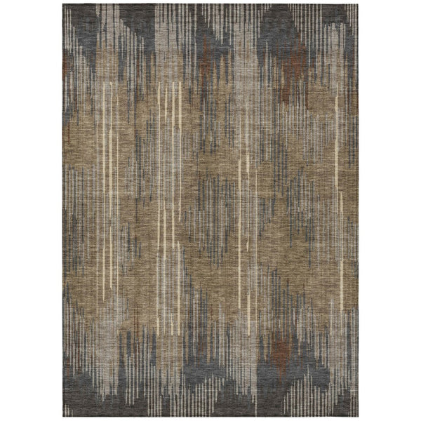 HomeRoots 9' Timeless Taupe Gray and Ivory Striped Washable Area Rug for Indoor and Outdoor Stylish Living 9' X 12' 593100