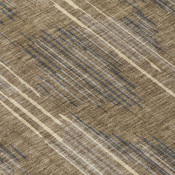 Homeroots 3' Artichoke Green And Ivory Striped Washable Area Rug For Indoor Or Outdoor Spaces, Durable Design 10' X 14' Polyester 593101