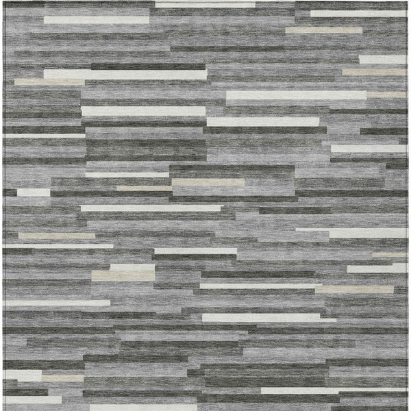 Homeroots 3' Brown And Ivory Striped Washable Area Rug - Stylish Comfort For Indoor And Outdoor Spaces 3' X 5' Polyester 593108