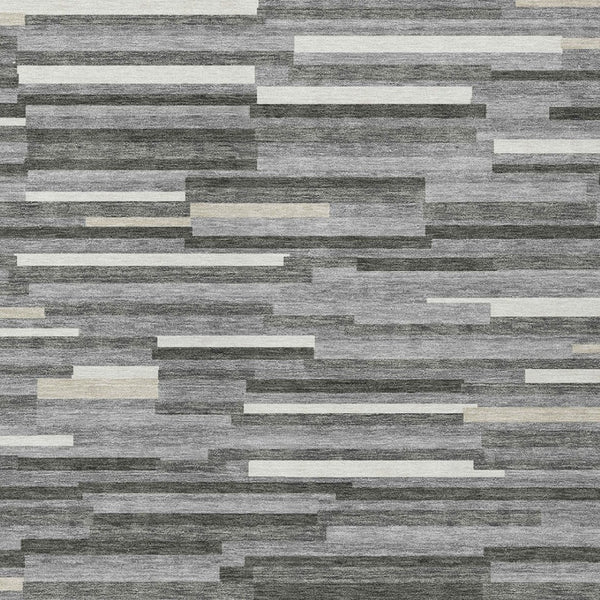 Homeroots 3' Brown And Ivory Striped Washable Area Rug - Stylish Comfort For Indoor And Outdoor Spaces 3' X 5' Polyester 593108