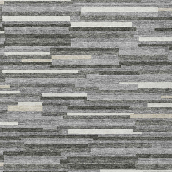 Homeroots 3' Brown And Ivory Striped Washable Area Rug - Stylish Comfort For Indoor And Outdoor Spaces 5' X 8' Polyester 593109