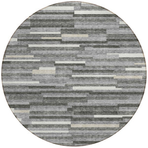 Homeroots 3' Brown And Ivory Striped Washable Area Rug - Stylish Comfort For Indoor And Outdoor Spaces 8' Round Polyester 593110