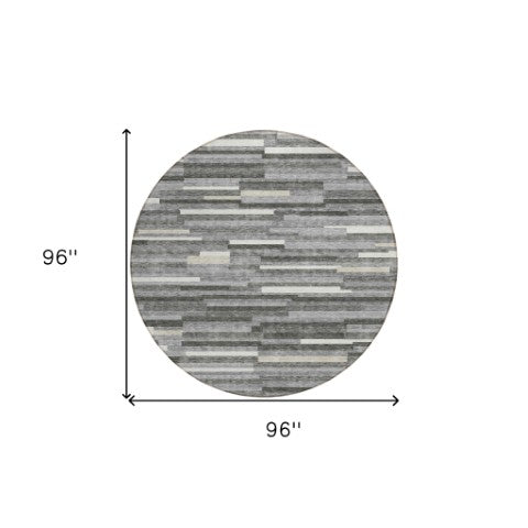 Homeroots 3' Brown And Ivory Striped Washable Area Rug - Stylish Comfort For Indoor And Outdoor Spaces 8' Round Polyester 593110