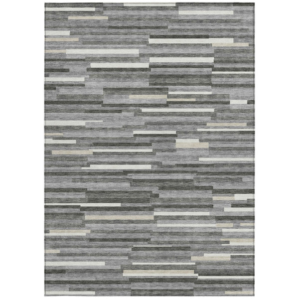 Homeroots 3' Brown And Ivory Striped Washable Area Rug - Stylish Comfort For Indoor And Outdoor Spaces 8' X 10' Polyester 593111
