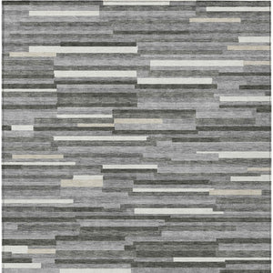 Homeroots 3' Brown And Ivory Striped Washable Area Rug - Stylish Comfort For Indoor And Outdoor Spaces 9' X 12' Polyester 593112
