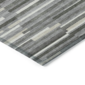 Homeroots 3' Brown And Ivory Striped Washable Area Rug - Stylish Comfort For Indoor And Outdoor Spaces 10' X 14' Polyester 593113