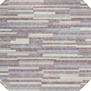 Homeroots 3' Brown And Ivory Striped Washable Area Rug - Stylish Comfort For Indoor And Outdoor Spaces 8' Round Polyester 593116