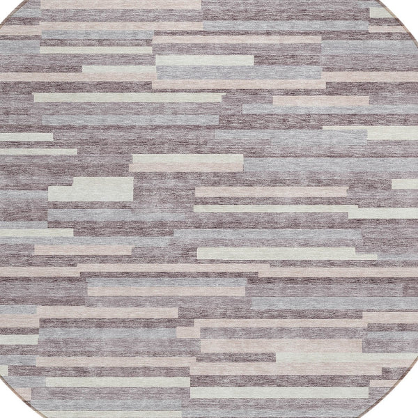 Homeroots 3' Brown And Ivory Striped Washable Area Rug - Stylish Comfort For Indoor And Outdoor Spaces 8' Round Polyester 593116