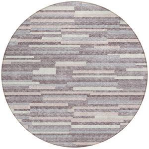Homeroots 3' Brown And Ivory Striped Washable Area Rug - Stylish Comfort For Indoor And Outdoor Spaces 8' Round Polyester 593116