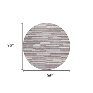 Homeroots 3' Brown And Ivory Striped Washable Area Rug - Stylish Comfort For Indoor And Outdoor Spaces 8' Round Polyester 593116