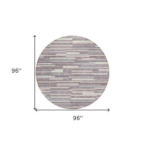 Homeroots 3' Brown And Ivory Striped Washable Area Rug - Stylish Comfort For Indoor And Outdoor Spaces 8' Round Polyester 593116