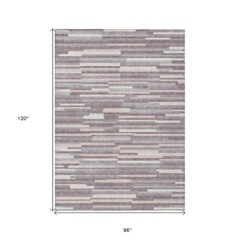 Homeroots 3' Brown And Ivory Striped Washable Area Rug - Stylish Comfort For Indoor And Outdoor Spaces 8' X 10' Polyester 593117