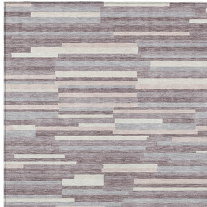 Homeroots 3' Brown And Ivory Striped Washable Area Rug - Stylish Comfort For Indoor And Outdoor Spaces 8' X 10' Polyester 593117