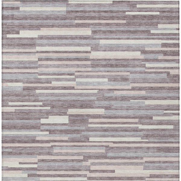 Homeroots 3' Brown And Ivory Striped Washable Area Rug - Stylish Comfort For Indoor And Outdoor Spaces 9' X 12' Polyester 593118