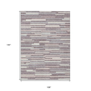 Homeroots 3' Brown And Ivory Striped Washable Area Rug - Stylish Comfort For Indoor And Outdoor Spaces 9' X 12' Polyester 593118