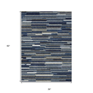 Homeroots 3' Brown And Ivory Striped Washable Area Rug - Stylish Comfort For Indoor And Outdoor Spaces 3' X 5' Polyester 593120