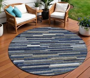 Homeroots 3' Brown And Ivory Striped Washable Area Rug - Stylish Comfort For Indoor And Outdoor Spaces 8' Round Polyester 593122