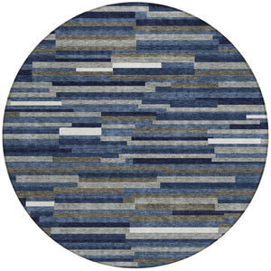 Homeroots 3' Brown And Ivory Striped Washable Area Rug - Stylish Comfort For Indoor And Outdoor Spaces 8' Round Polyester 593122