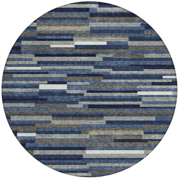 Homeroots 3' Brown And Ivory Striped Washable Area Rug - Stylish Comfort For Indoor And Outdoor Spaces 8' Round Polyester 593122