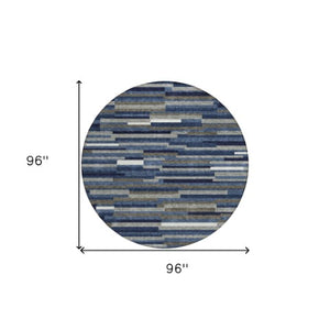 Homeroots 3' Brown And Ivory Striped Washable Area Rug - Stylish Comfort For Indoor And Outdoor Spaces 8' Round Polyester 593122