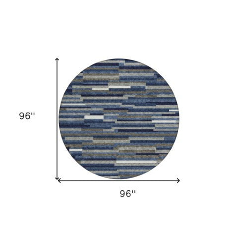 Homeroots 3' Brown And Ivory Striped Washable Area Rug - Stylish Comfort For Indoor And Outdoor Spaces 8' Round Polyester 593122