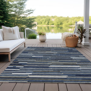 Homeroots 3' Brown And Ivory Striped Washable Area Rug - Stylish Comfort For Indoor And Outdoor Spaces 8' X 10' Polyester 593123