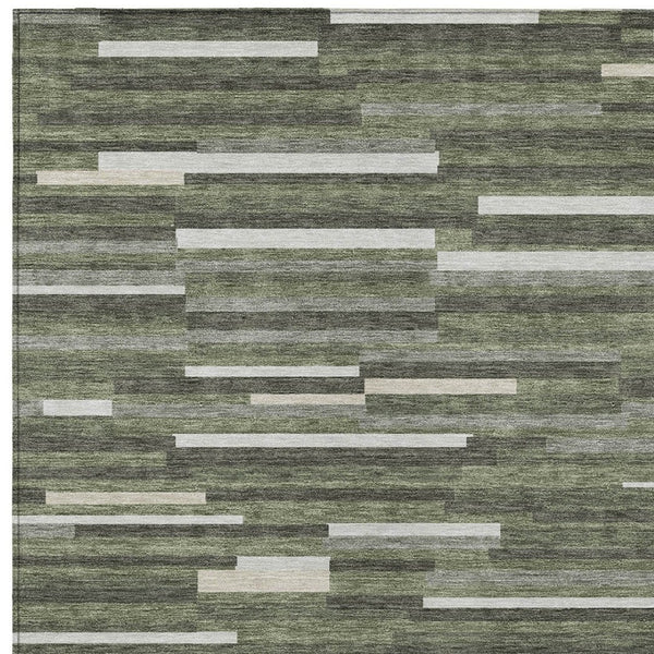 Homeroots 3' Brown And Ivory Striped Washable Area Rug - Stylish Comfort For Indoor And Outdoor Spaces 3' X 5' Polyester 593126