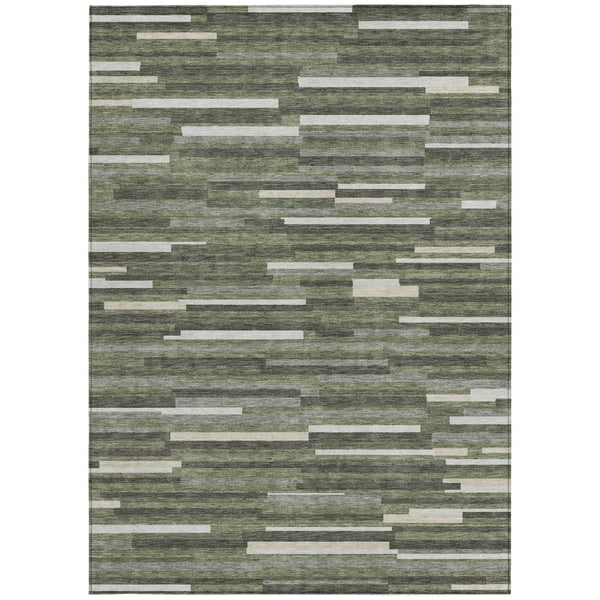 Homeroots 3' Brown And Ivory Striped Washable Area Rug - Stylish Comfort For Indoor And Outdoor Spaces 5' X 8' Polyester 593127
