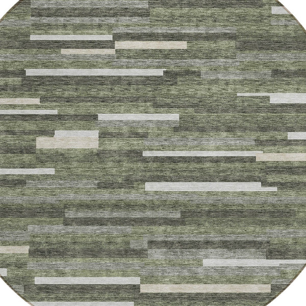 Homeroots 3' Brown And Ivory Striped Washable Area Rug - Stylish Comfort For Indoor And Outdoor Spaces 8' Round Polyester 593128
