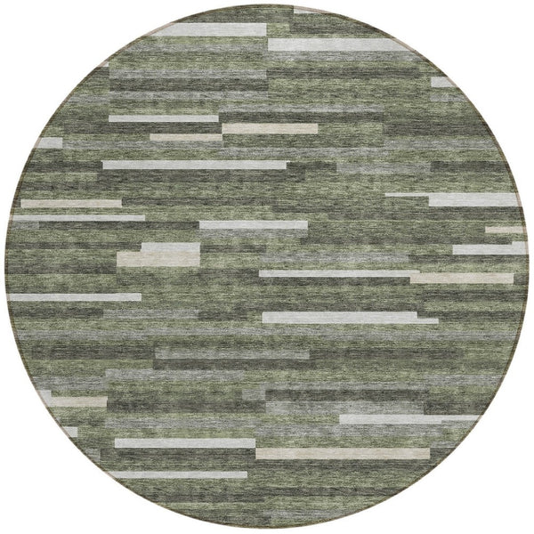 Homeroots 3' Brown And Ivory Striped Washable Area Rug - Stylish Comfort For Indoor And Outdoor Spaces 8' Round Polyester 593128