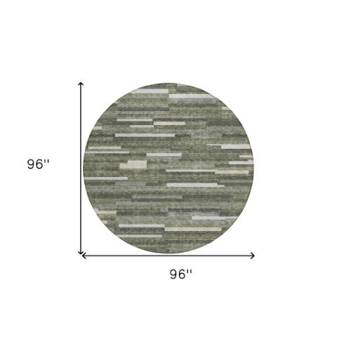 Homeroots 3' Brown And Ivory Striped Washable Area Rug - Stylish Comfort For Indoor And Outdoor Spaces 8' Round Polyester 593128