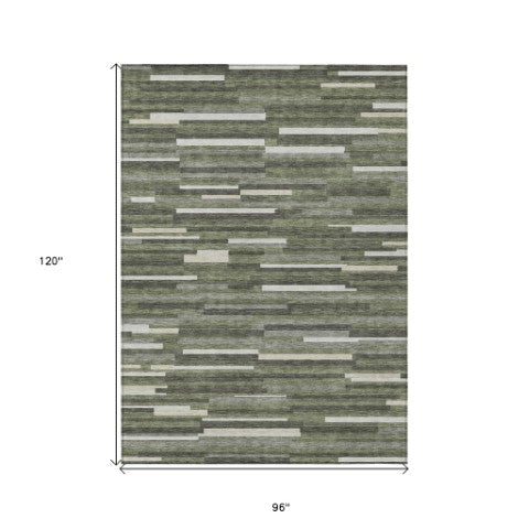 Homeroots 3' Brown And Ivory Striped Washable Area Rug - Stylish Comfort For Indoor And Outdoor Spaces 8' X 10' Polyester 593129