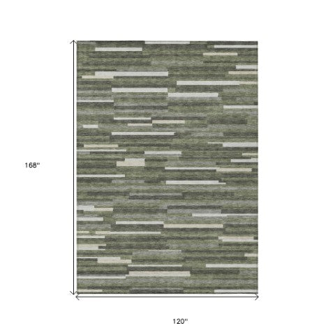 Homeroots 3' Brown And Ivory Striped Washable Area Rug - Stylish Comfort For Indoor And Outdoor Spaces 10' X 14' Polyester 593131