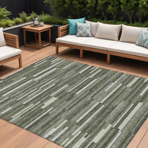 Homeroots 3' Brown And Ivory Striped Washable Area Rug - Stylish Comfort For Indoor And Outdoor Spaces 10' X 14' Polyester 593131