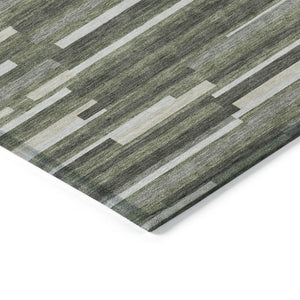 Homeroots 3' Brown And Ivory Striped Washable Area Rug - Stylish Comfort For Indoor And Outdoor Spaces 10' X 14' Polyester 593131
