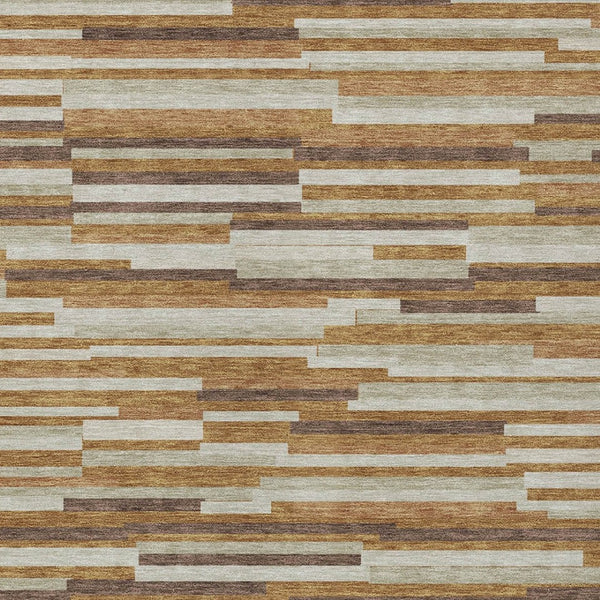 Homeroots 3' Brown And Ivory Striped Washable Area Rug - Stylish Comfort For Indoor And Outdoor Spaces 5' X 8' Polyester 593133