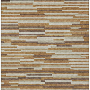 Homeroots 3' Brown And Ivory Striped Washable Area Rug - Stylish Comfort For Indoor And Outdoor Spaces 9' X 12' Polyester 593136