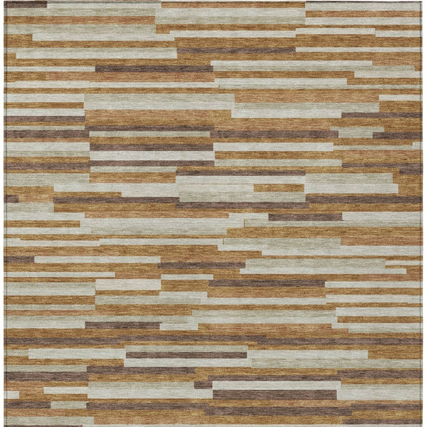 Homeroots 3' Brown And Ivory Striped Washable Area Rug - Stylish Comfort For Indoor And Outdoor Spaces 9' X 12' Polyester 593136